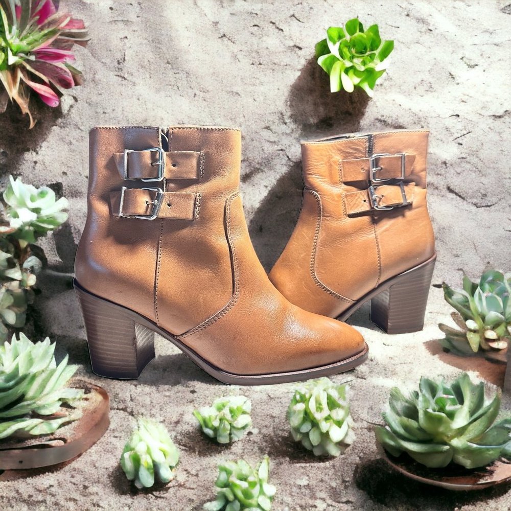 J. Crew Tan Leather Ankle Boots 7